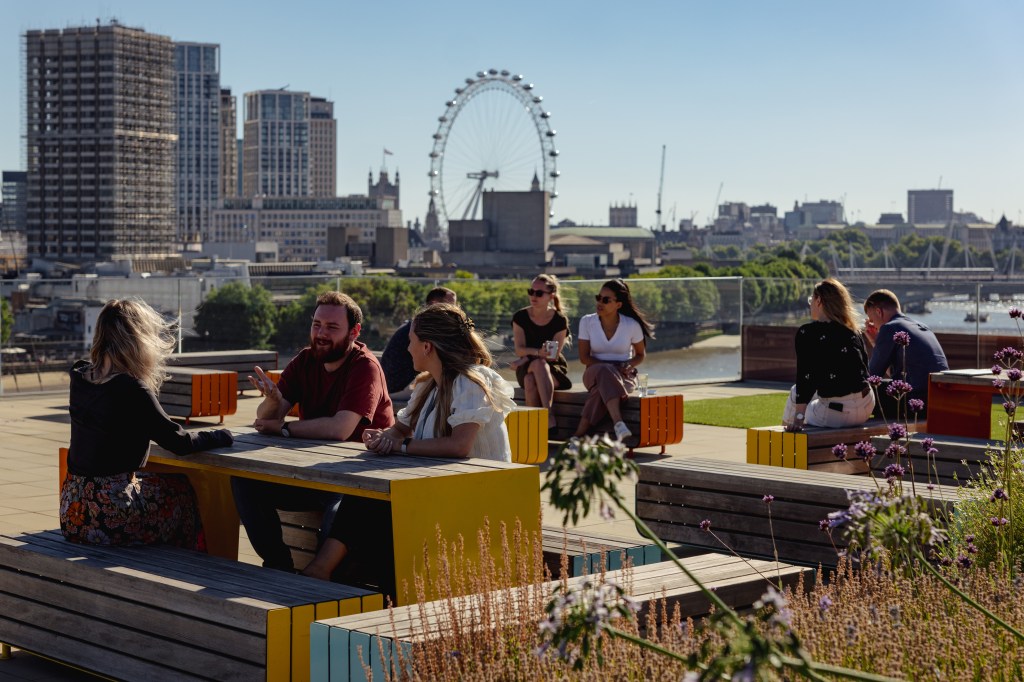 Colleagues on rooftop terrace at Hachette UK head offices